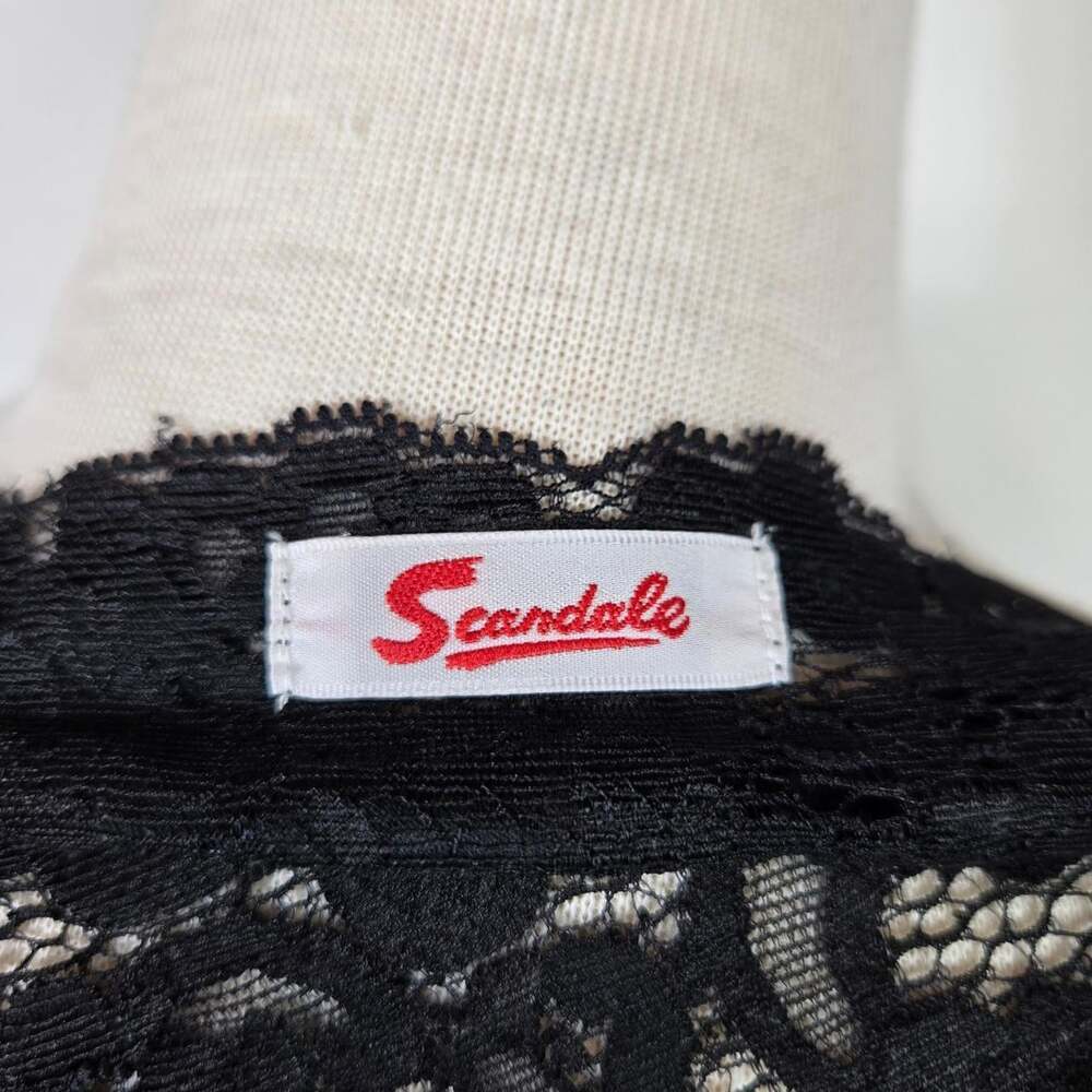 Scandale Paris Vintage Black Lace Chiffon Babydoll Mini Nightgown Lingerie Small - Picture 8 of 16